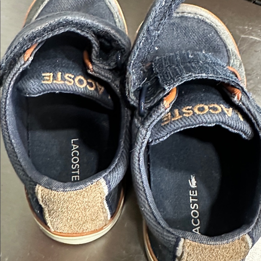 Lacoste Kids Dark Denim Blue and Tan Sneakers Size 8 - Picture 6 of 7